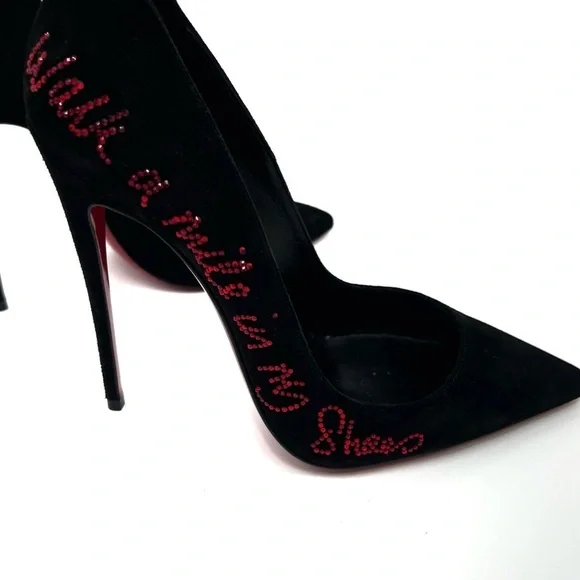 Christian Louboutin Black Stiletto Heels Walk A Mile In My Shoes Collection 38 - Picture 3 of 15